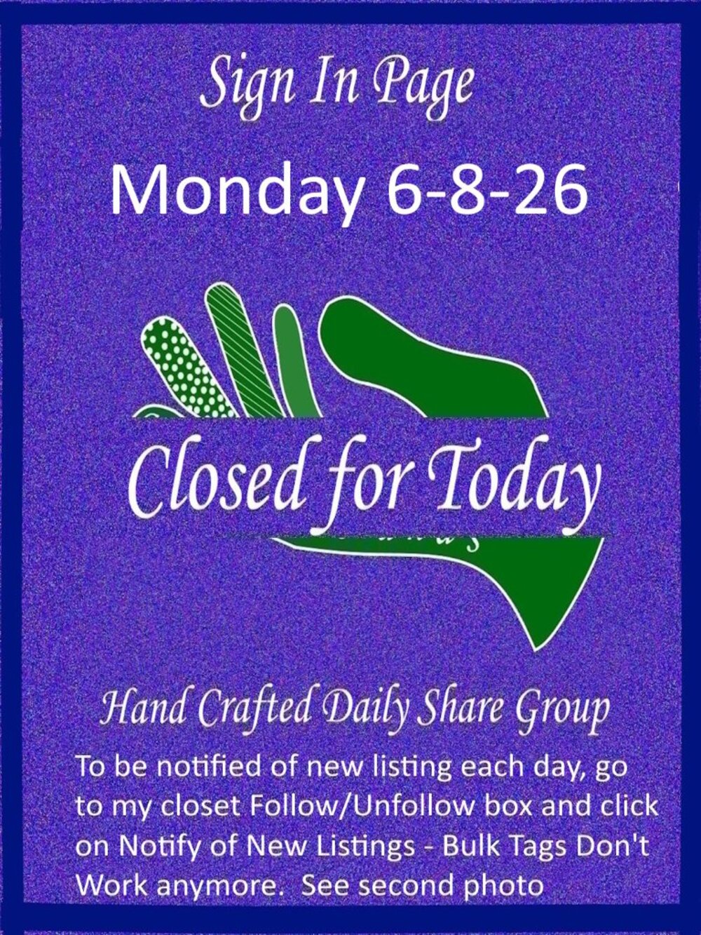 Monday 6-8-2026 Hand Crafted Handmade Share Group Part One - Sign In